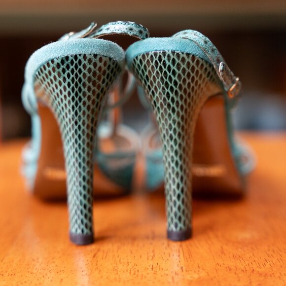 Dolce & Gabbana Turquoise Snake Strappy Heels – Italian Luxury, Size 38.5 - Picture 8 of 14